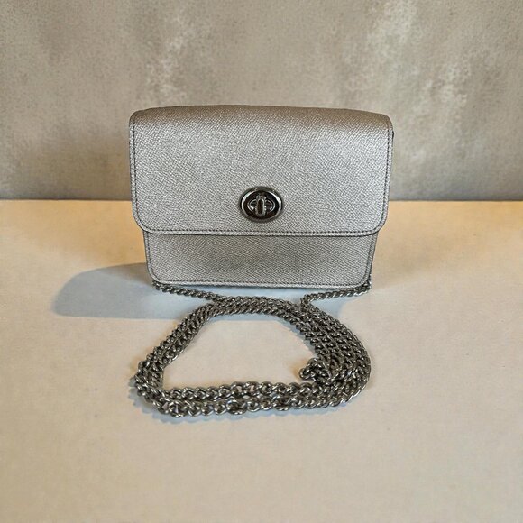 COACH | Bowery Crossbody Bag Champagne Gold Metallic Grain Leather F31938 - Picture 2 of 6